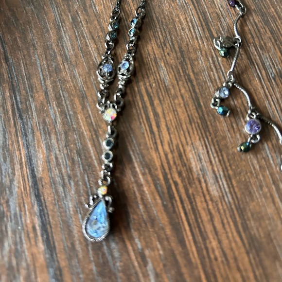 1928 brand necklaces blue & Purple Crystals gunmetal hardware - Picture 3 of 17